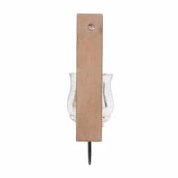 LITTON LANE 21 in. New Traditional Silver Flared Top Hurricane Candle Sconce with Walnut Frame thumbnail 3