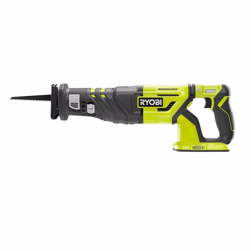 RYOBI 18V ONE+ Brushless Cordless Reciprocating Saw (Tool Only) with Wood Cutting Blade
