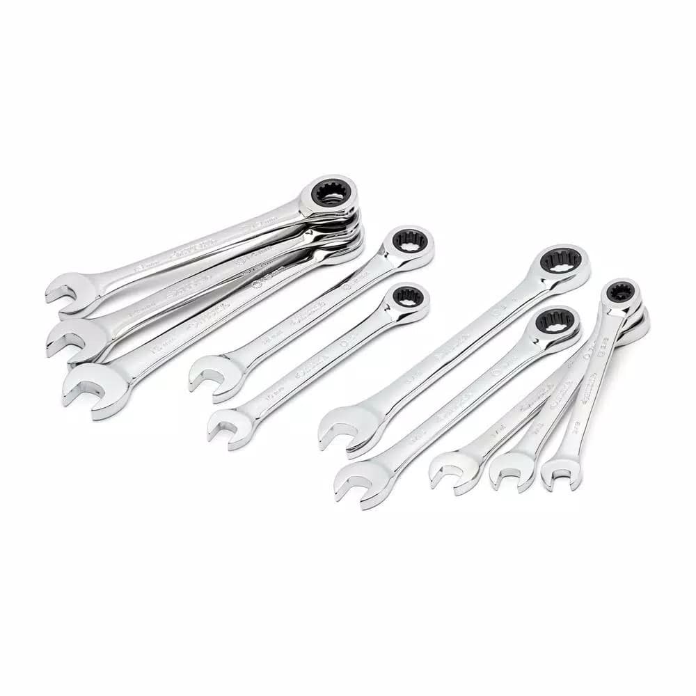 Husky 10-Piece Ratcheting Combination Wrench Set, SAE and Metric