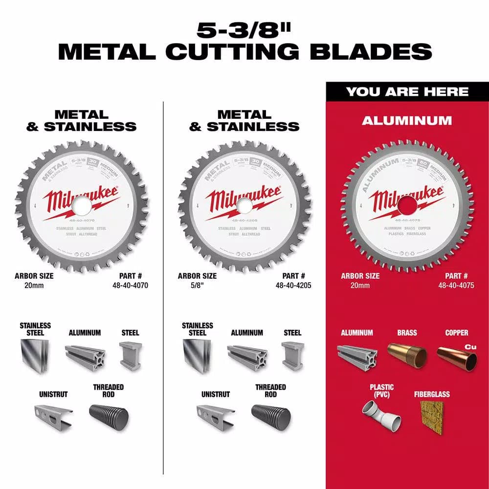 Milwaukee 5-3/8 in. 50T Carbide Aluminum and Metal Cutting Circular Saw Blade