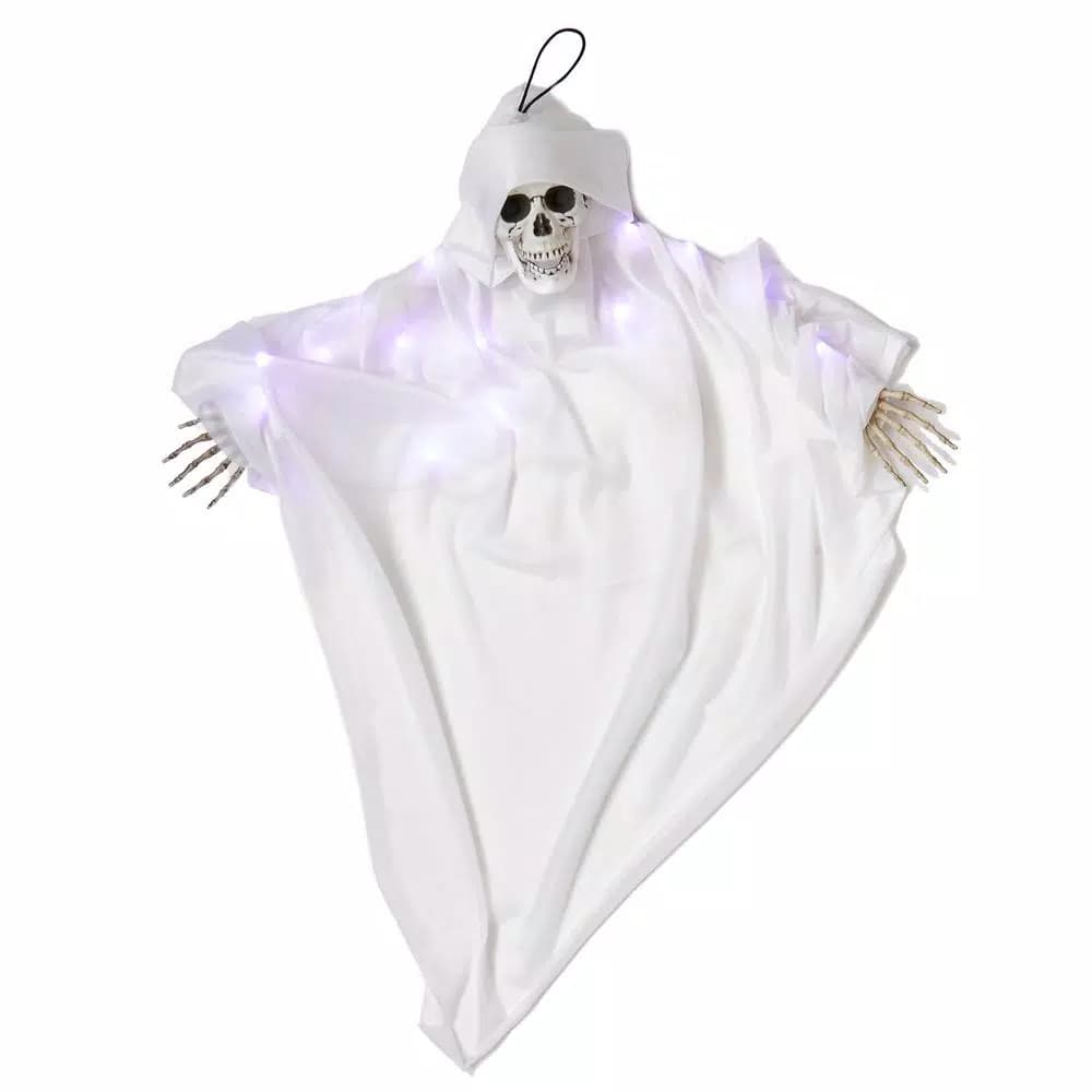 Unbranded 36 in. Light Up Hanging White Ghoul Skeleton Halloween Decor
