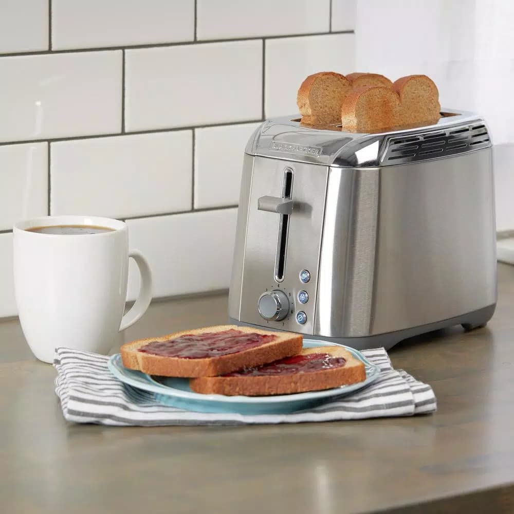 BLACK+DECKER Rapid Toast 2-Slice Stainless Steel Wide Slot Toaster, 1200W