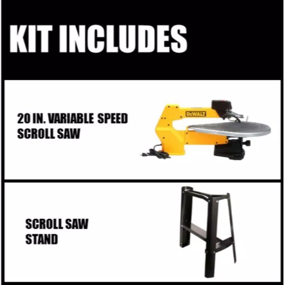 DEWALT 20 in. Variable-Speed Corded Scroll Saw with Bonus Stand