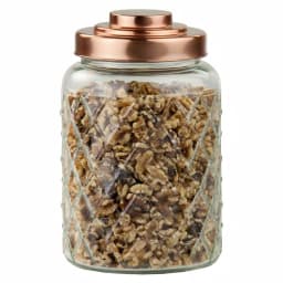 Unbranded Large 114.96 oz Glass Kitchen Canister with Ornate Etched Detail and Copper Steel Lid thumbnail 1