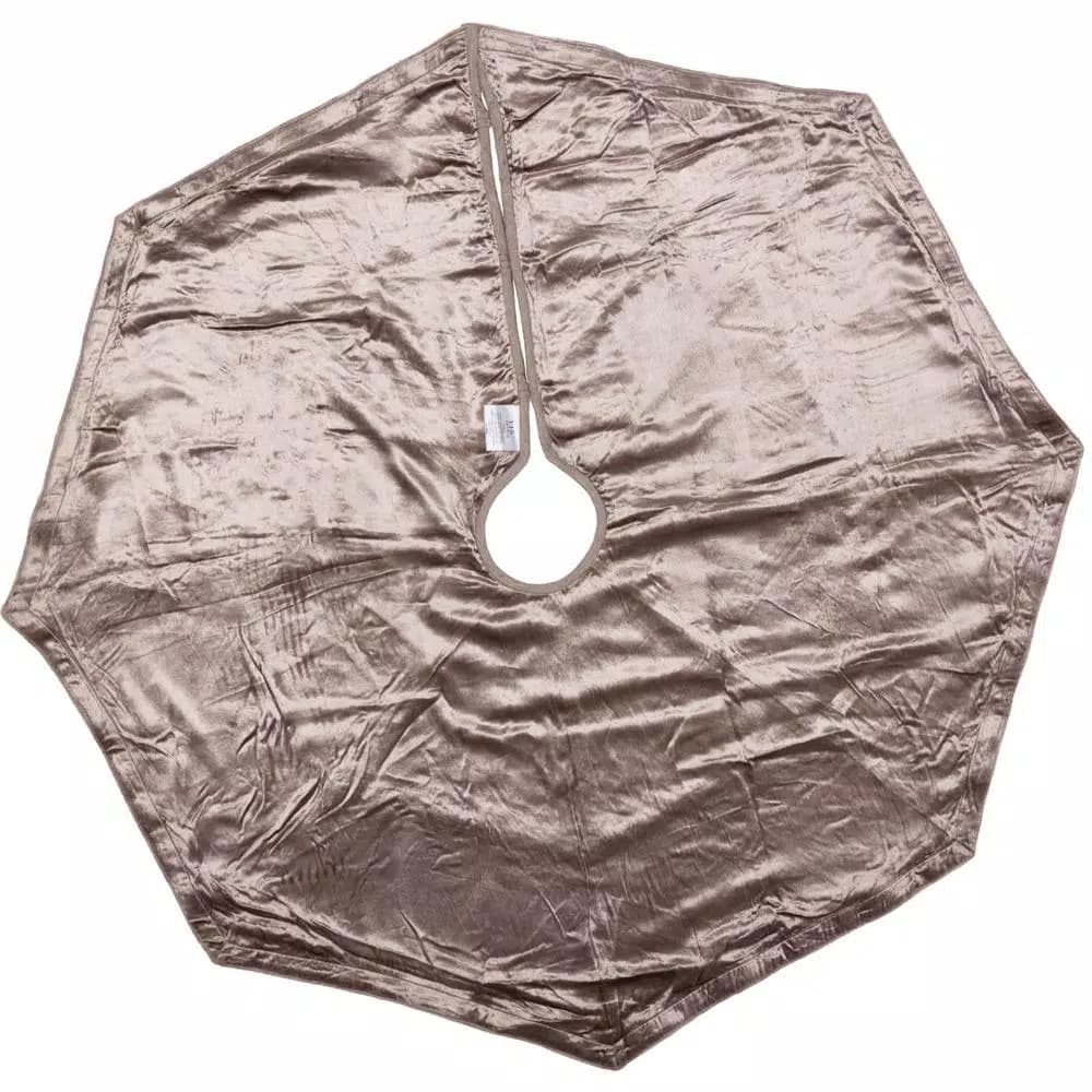 VHC Brands 48 in. Allura Dove Grey Glam Christmas Tree Skirt with Silver and Taupe Diamond Trim