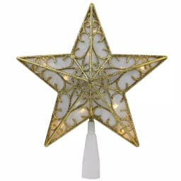 Northlight 9 in. Gold Glitter Star LED Christmas Tree Topper - Warm White Lights thumbnail 1