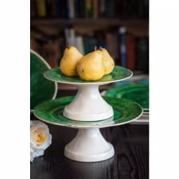 Abigails Bali Footed Cake Plate - Handmade Green Ceramic Dessert Stand thumbnail 2