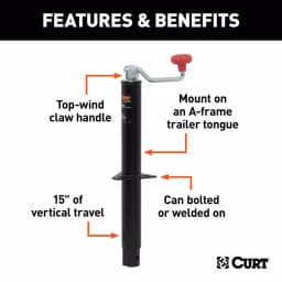 CURT A-Frame Trailer Jack with Top Handle, 5,000 lbs. Capacity, 15 in. Travel thumbnail 6