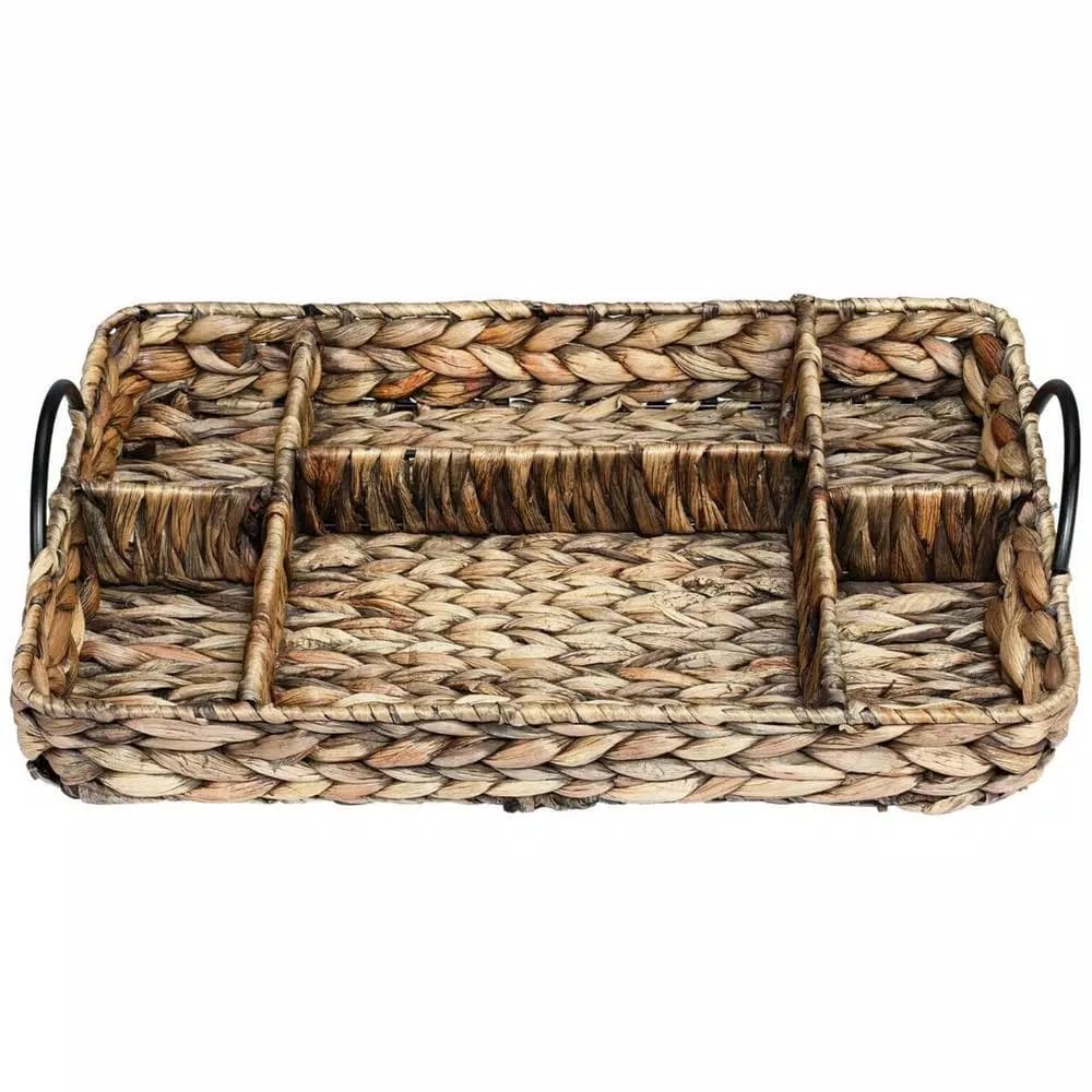 Unbranded CreativeWare Island Breeze Complete Hostess Server Set with Water Hyacinth Basket & Ceramic Bowls
