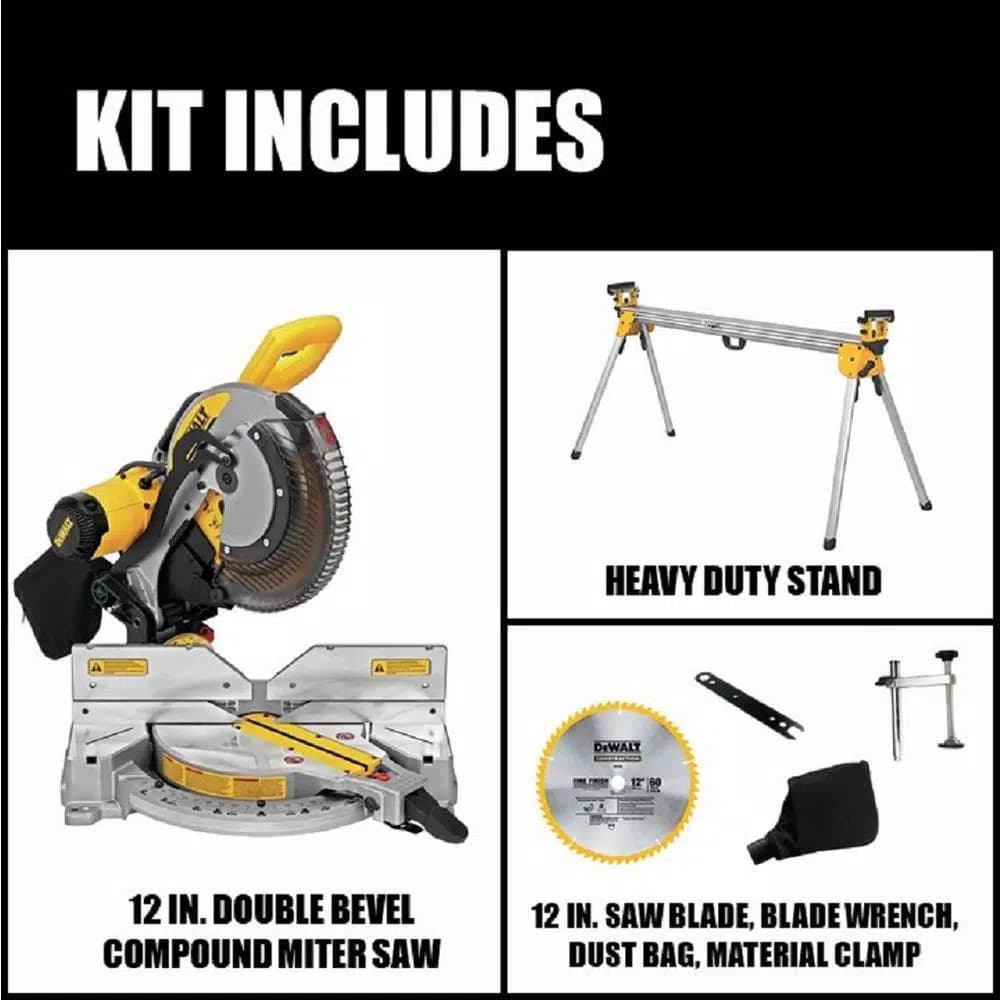 DEWALT 12 in. 15 Amp Double Bevel Compound Miter Saw with Heavy-Duty Stand