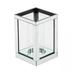 LITTON LANE 10 in. Silver Wood and Clear Glass Candle Holder, Modern Glam Candlestick thumbnail 5