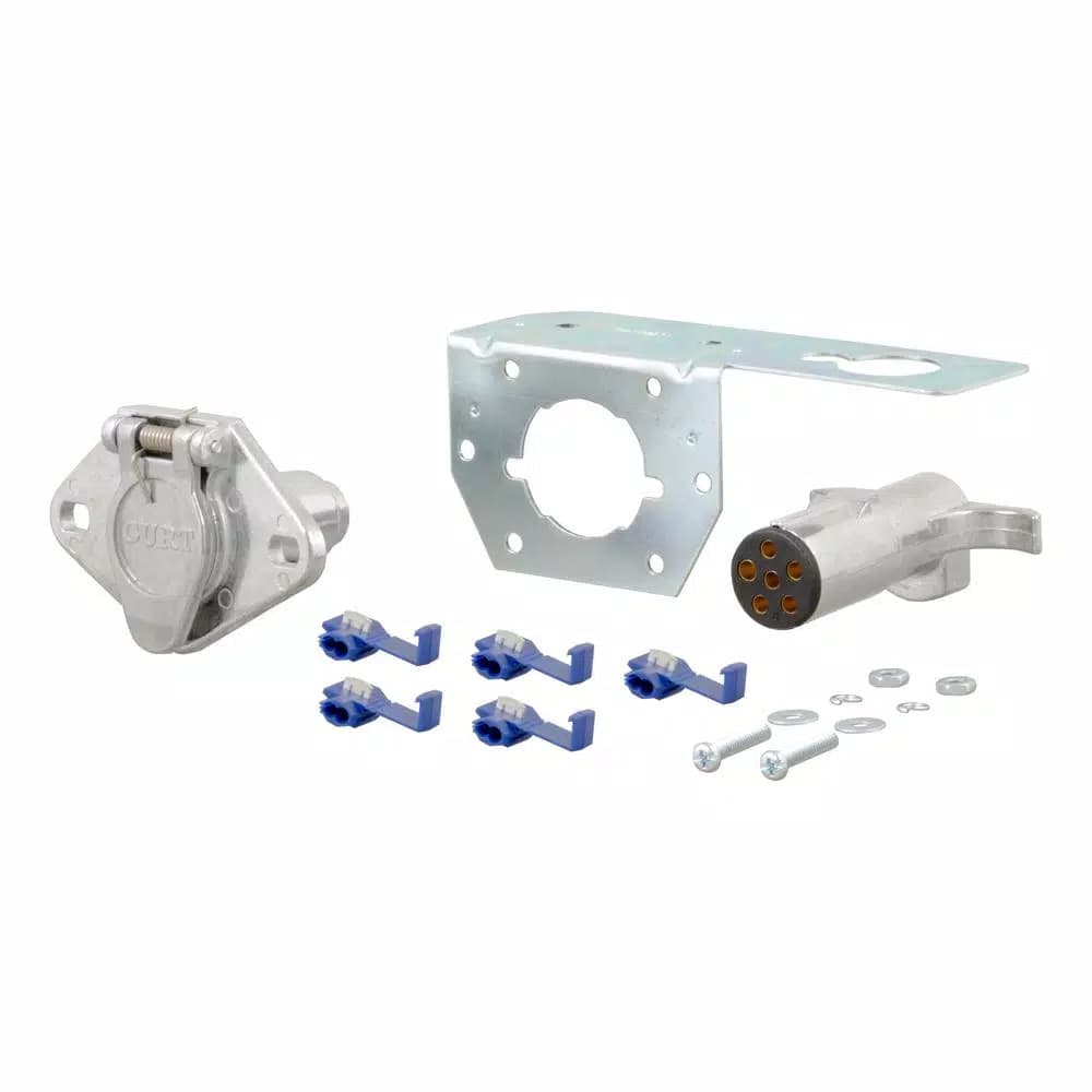 CURT 6-Way Round Trailer Connector Plug & Socket Kit with Hardware