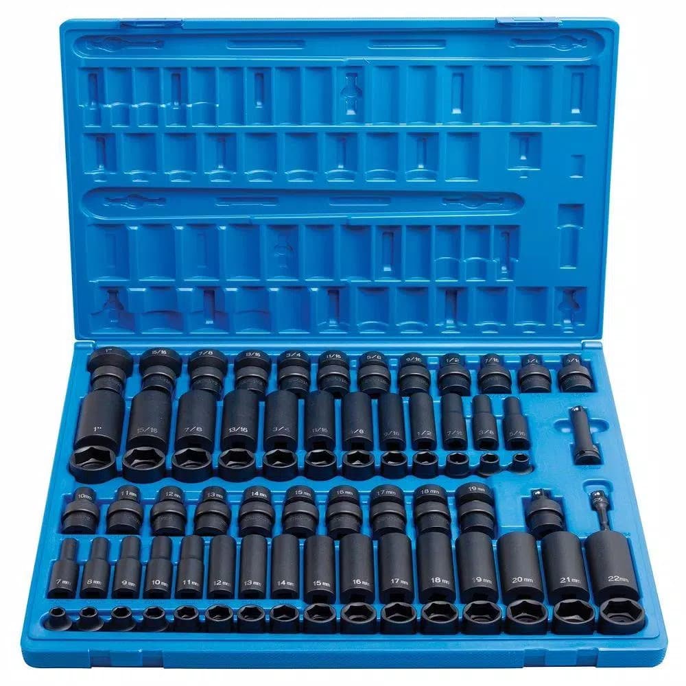 GP 81-Piece 3/8 in. Drive Impact Socket Set, Metric and SAE, Chrome-Molybdenum Steel