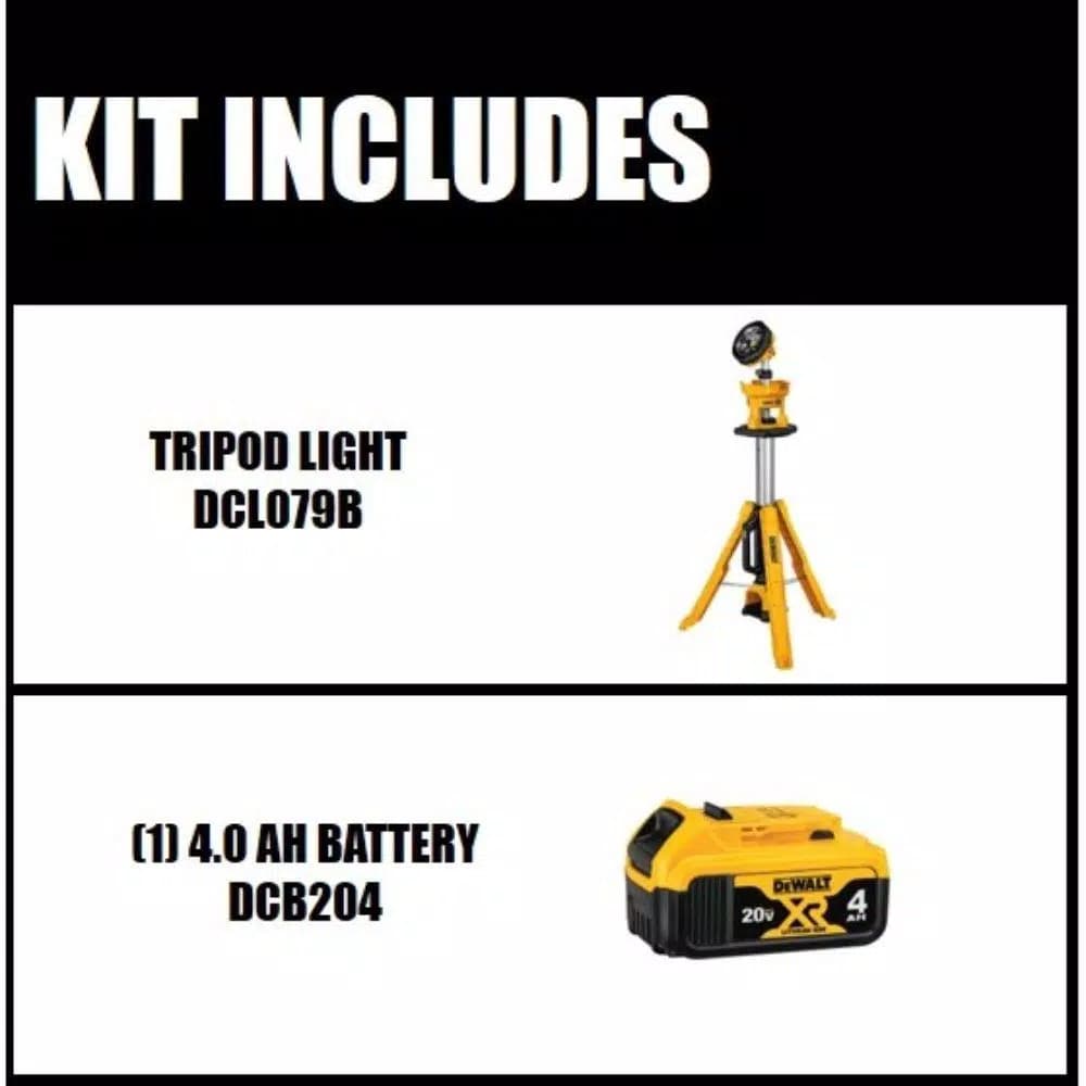 DEWALT 20V MAX 3000-Lumen Cordless LED Tripod Work Light with 4.0Ah Battery