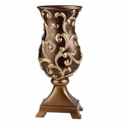 Unbranded 19.75 in. Odysseus Baroque Decorative Table Vase with Gold Floral Filigree, Deep Brown thumbnail 2