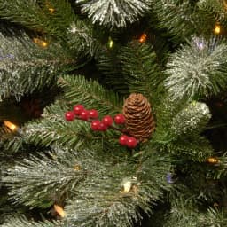 National Tree Company 7.5 ft. Feel Real Snowy Bristle Berry Hinged Artificial Christmas Tree with 700 Dual Color LED Lights thumbnail 3
