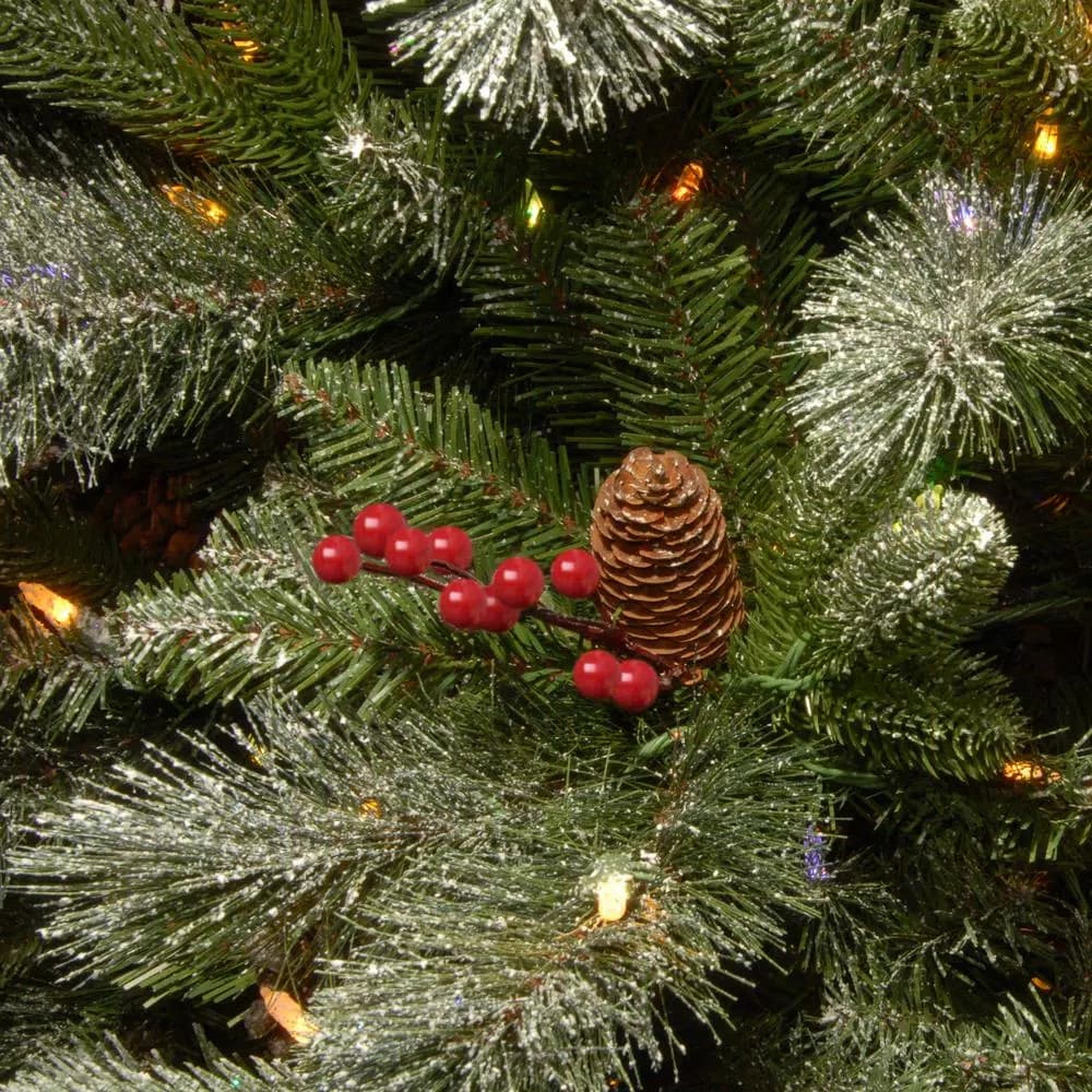 National Tree Company 7.5 ft. Feel Real Snowy Bristle Berry Hinged Artificial Christmas Tree with 700 Dual Color LED Lights