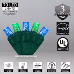 Wintergreen Lighting 24 ft. 70-Light Blue and Green 5 mm LED Mini Light Set thumbnail 2