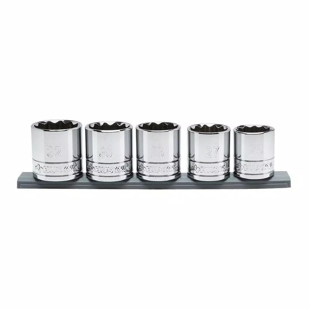 Husky 1/2 in. Drive Metric X-Large 12-Point Socket Set, 5-Piece