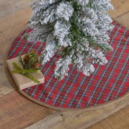 VHC Brands Gavin 21 in. Cherry Red Tartan Plaid Christmas Mini Tree Skirt thumbnail 4