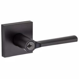 Kwikset Lisbon Square Matte Black Keyed Entry Door Lever with SmartKey Security thumbnail 1