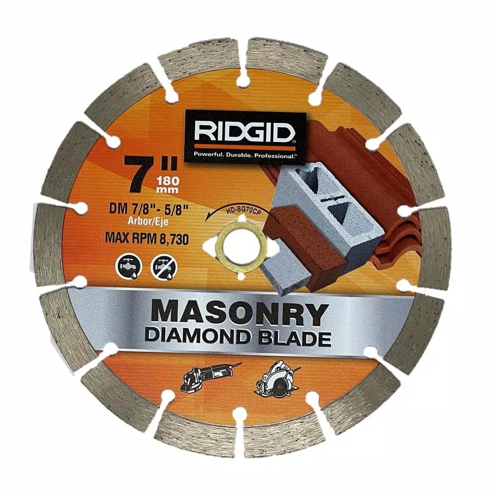 RIDGID 7 in. Segmented Diamond Blade for Concrete, Brick, and Masonry