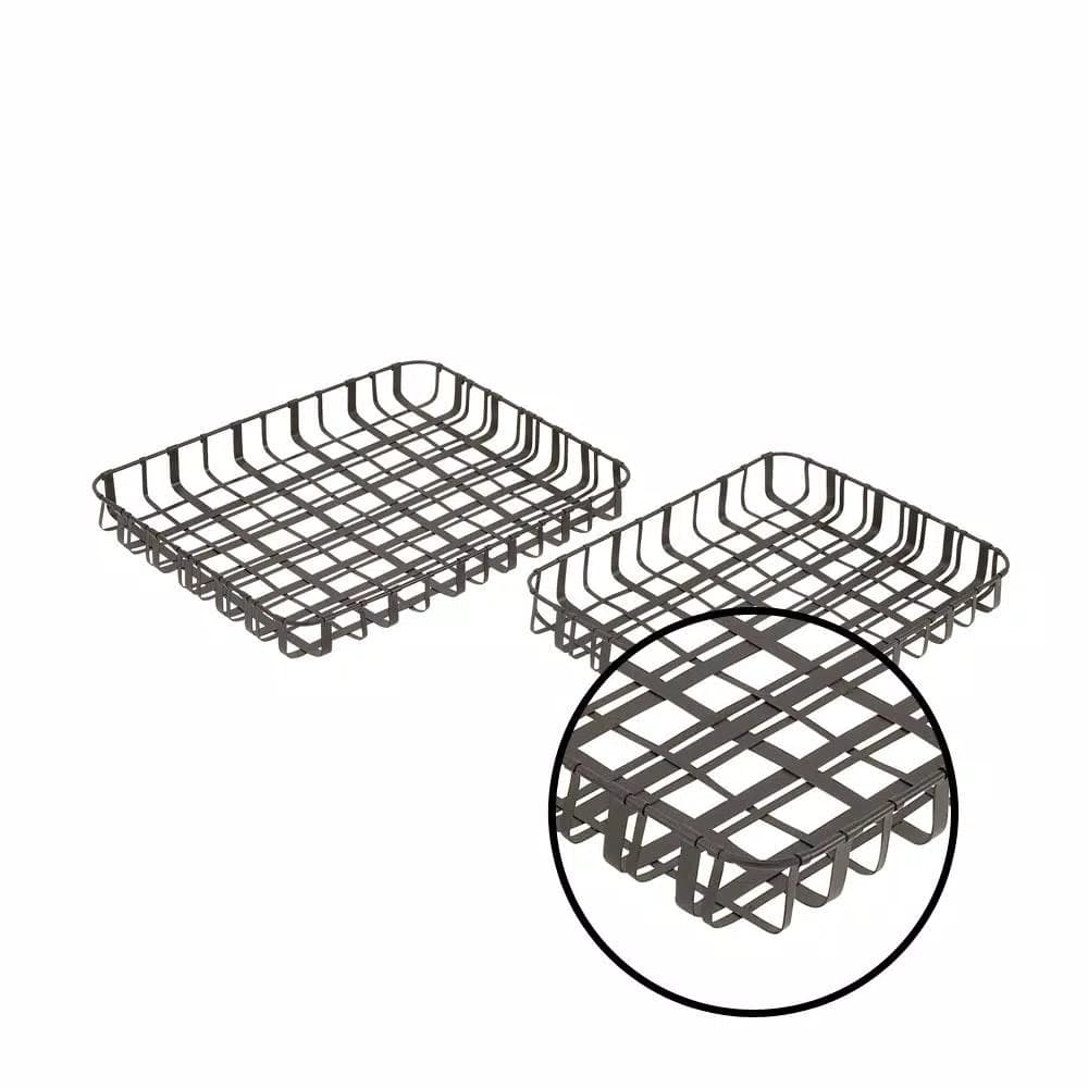LITTON LANE Industrial Arts Black Metal Crosshatched Decorative Tray Set, Set of 2