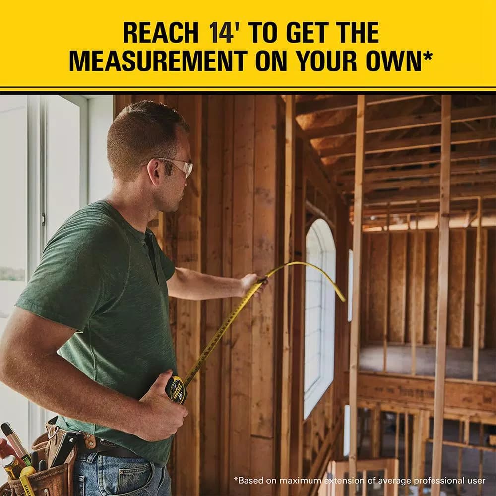 STANLEY FATMAX 25 ft. Magnetic Tape Measure, 14 ft. Standout, BladeArmor Protection