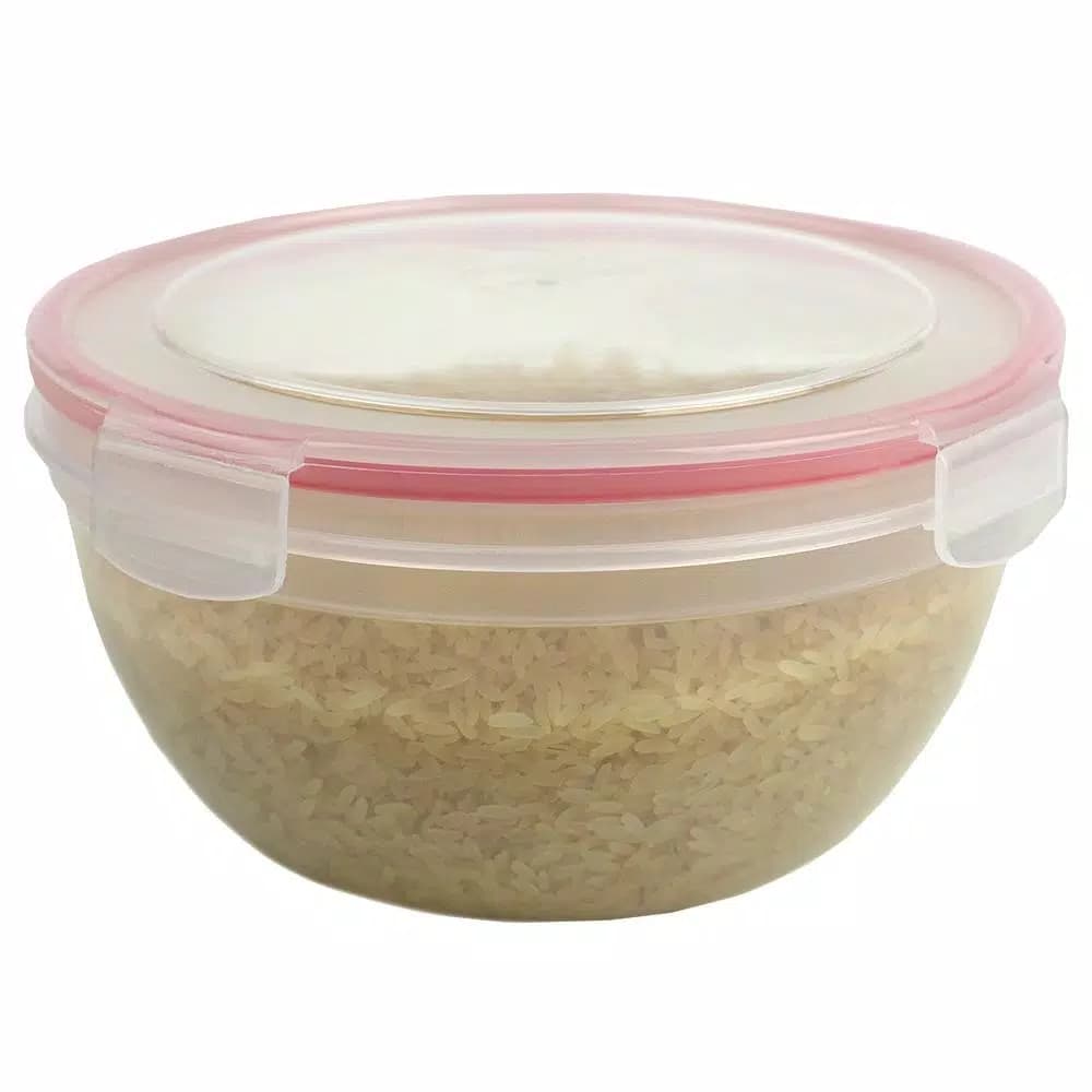 Unbranded 10-Piece Round Plastic Food Storage Container Set with Locking Snap-On Lids, Red