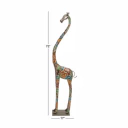 LITTON LANE Stylized Giraffe Metal Sculpture - 73" Tall Multi-Colored Glazed Iron Statuary thumbnail 5