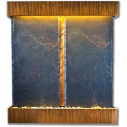 Water Wonders Nojoqui Falls Double Slate Wall Fountain with Copper Patina Trim thumbnail 1
