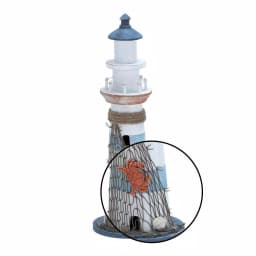 LITTON LANE 16 in. Coastal Living White Wooden Lighthouse Sculpture with Aquamarine Cap thumbnail 3