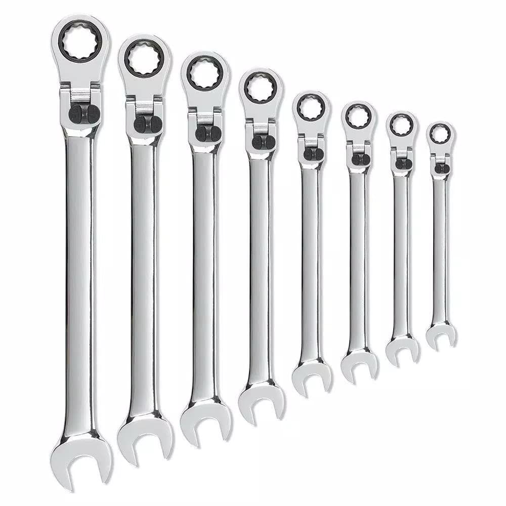 GEARWRENCH 8-Piece X-Large Locking Flex-Head Ratcheting Combination Wrench Set, SAE