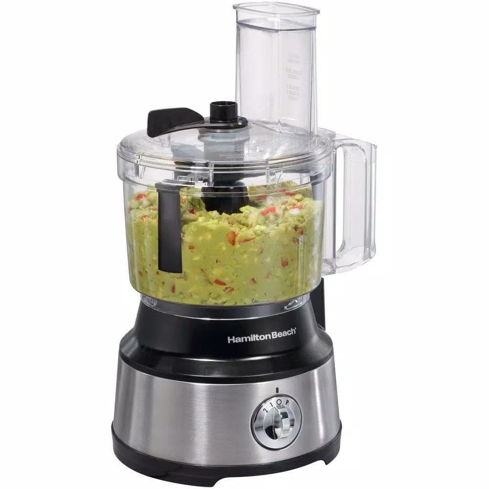 Hamilton Beach 450-Watt 10-Cup Food Processor with Built-in Bowl Scraper, Black and Stainless Steel