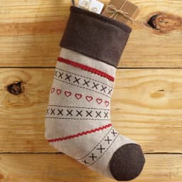 VHC Brands Merry Little Christmas 15 in. Khaki Tan Traditional Holiday Decor Stocking thumbnail 3