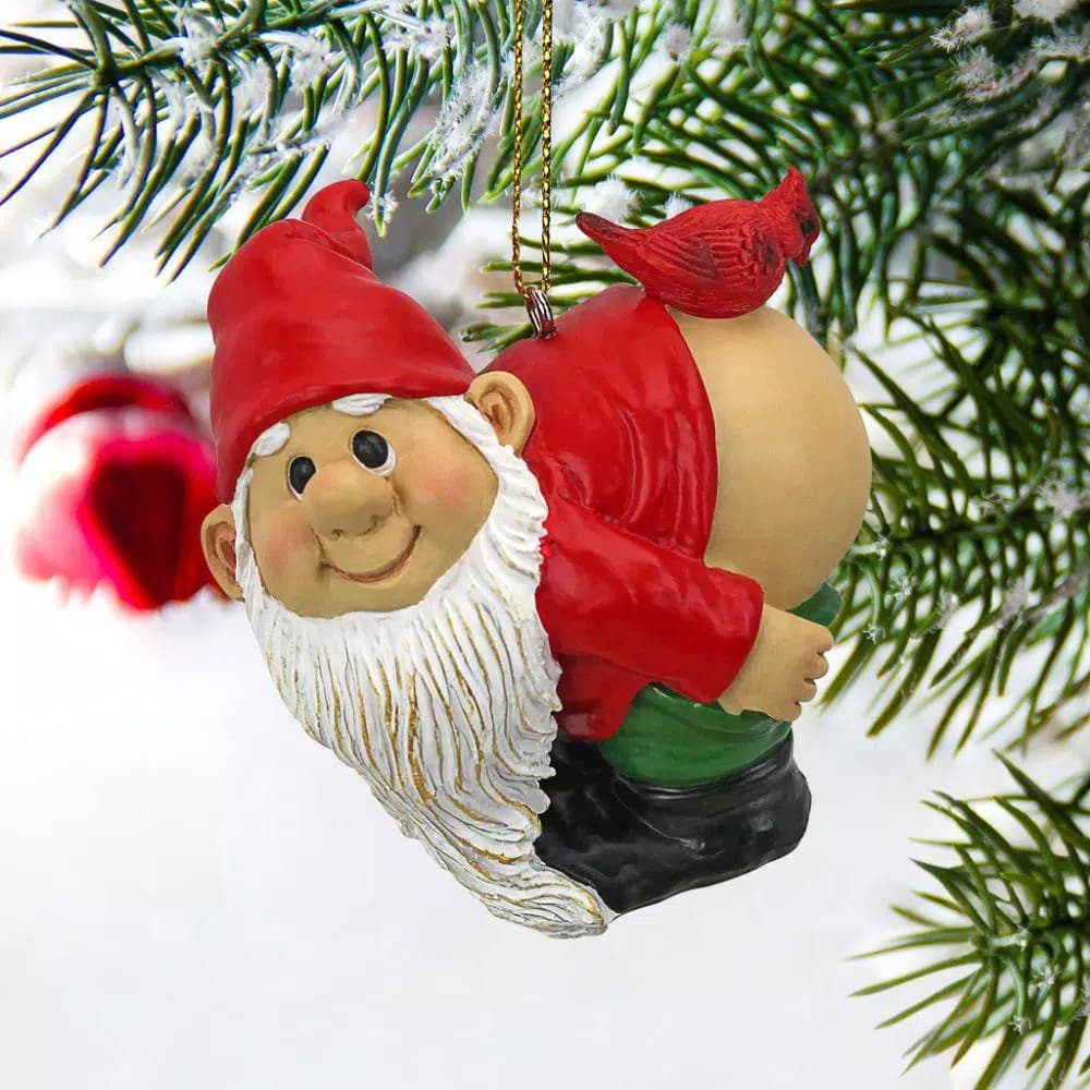 Design Toscano Loonie Moonie Gnome Holiday Ornament, Hand-Painted Resin