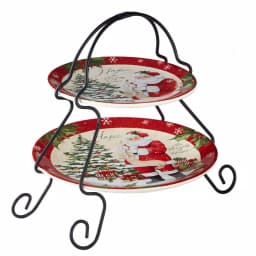 Certified International Holiday Wishes by Susan Winget 2-Tier Ceramic Cake & Tiered Stand thumbnail 1