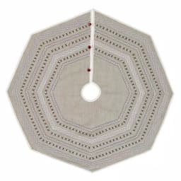 VHC Brands 48 in. Liv Pebble Grey Traditional Christmas Tree Skirt with Nordic Trim thumbnail 1
