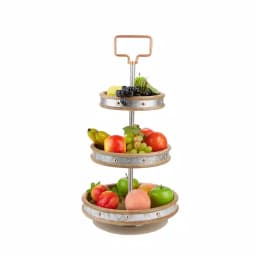 Mind Reader Products 3-Tier Silver Cake Stand with Handle, Galvanized Steel Dessert Display thumbnail 5