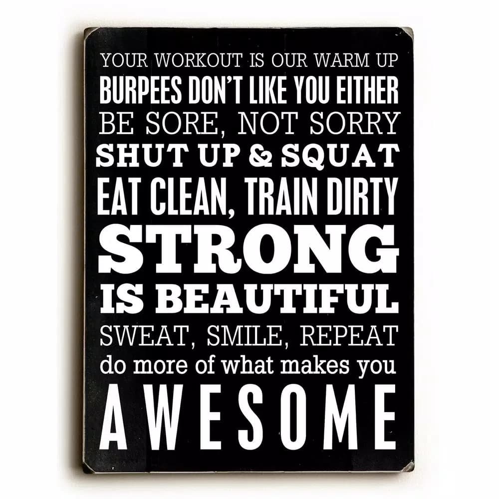 ArteHouse 9 in. x 12 in. Fitness Motivation Wood Wall Art Sign by Cheryl Overton
