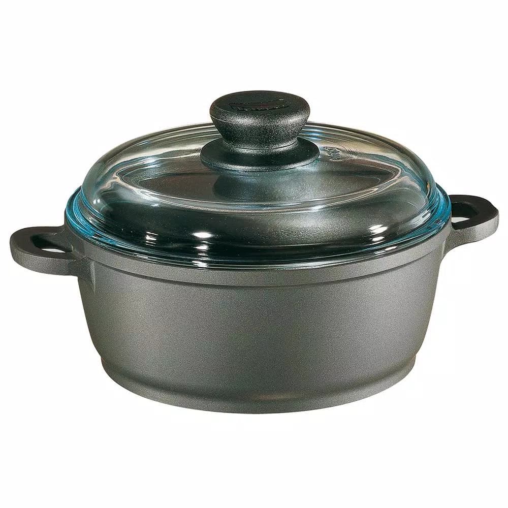 Berndes Tradition 2.5 Qt. Round Cast Aluminum Nonstick Dutch Oven with Glass Lid, Gray