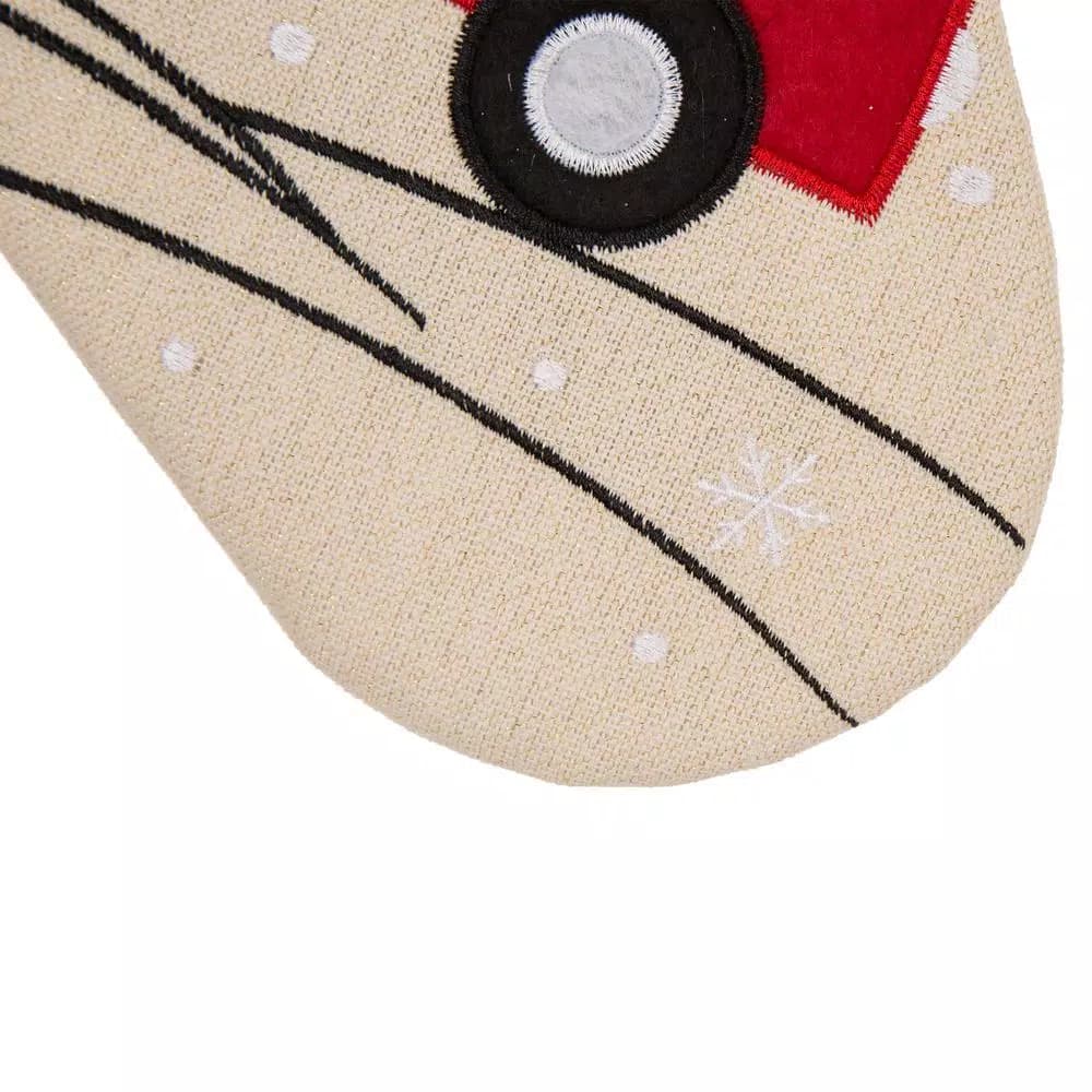 Glitzhome 21 in. Polyester Embroidered Linen Style Christmas Stocking Set, 2-Pack