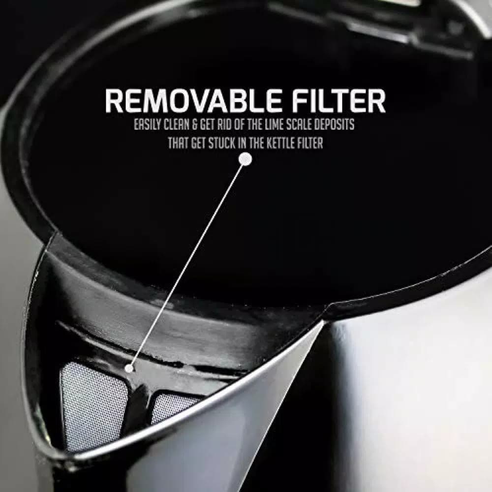 Ovente KP72 1.7L Electric Kettle, 1100W Fast Heating Water Boiler with Auto Shut-Off, Black