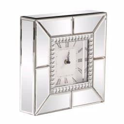 Unbranded Mirrored Table Clock with Beaded Glass Border and Roman Numerals thumbnail 2