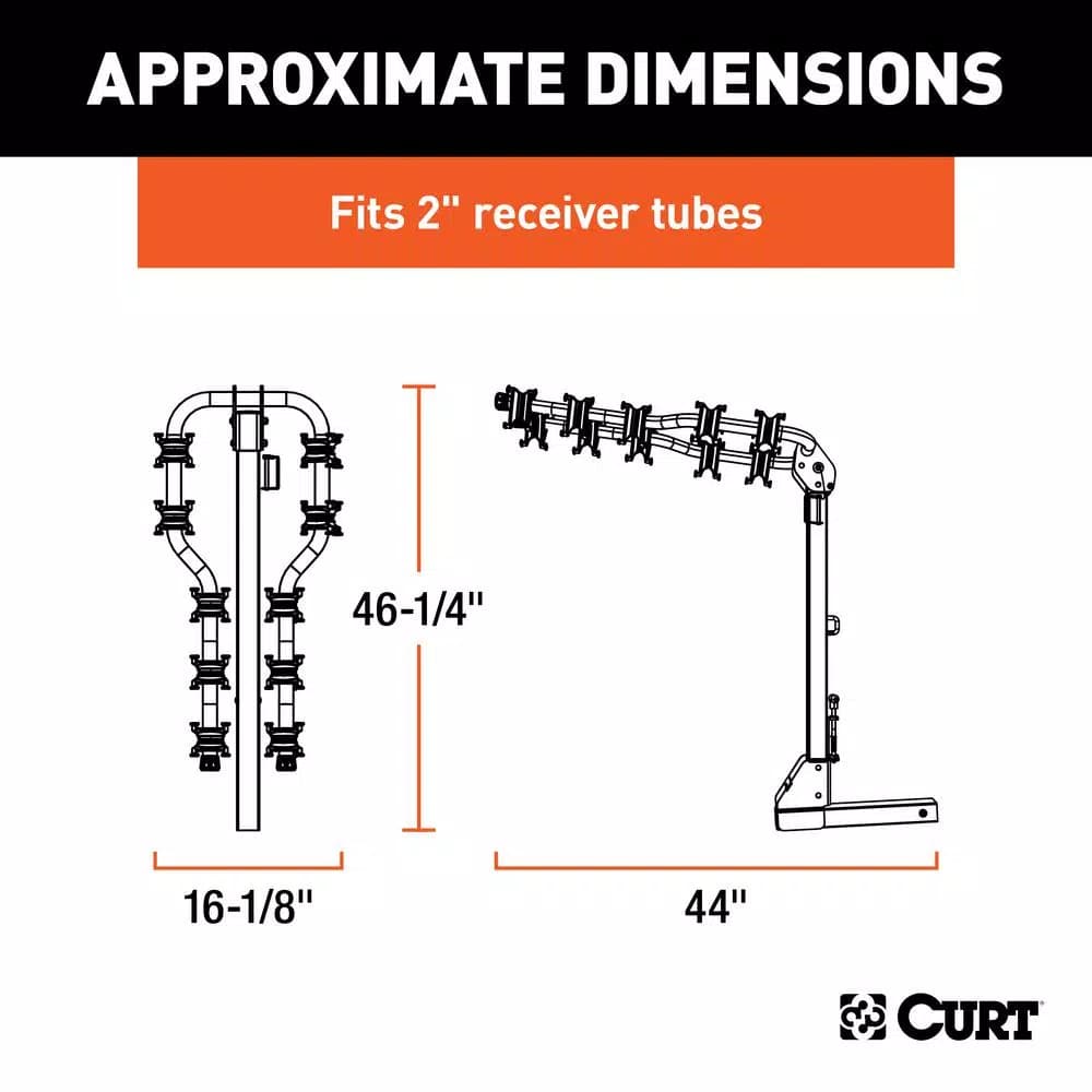 CURT Premium 5-Bike Hitch Mounted Bike Rack, 2-inch Receiver, 225 lb Capacity