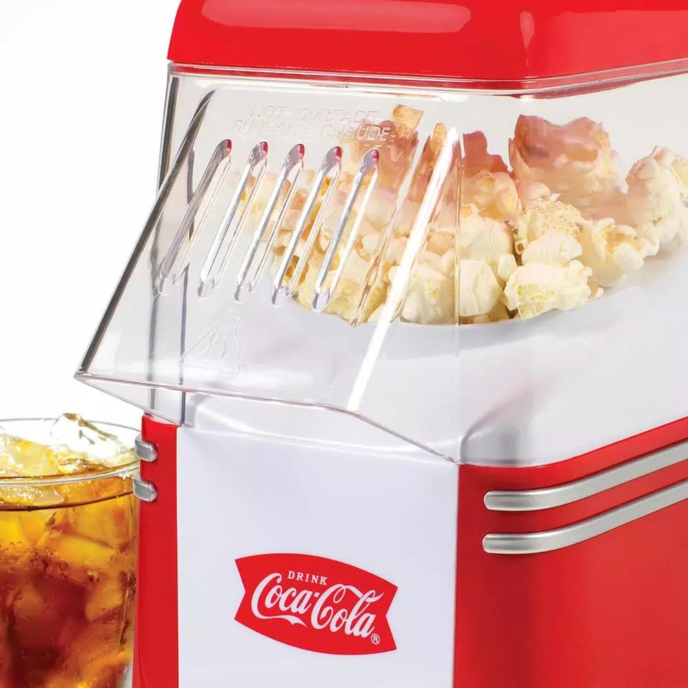 Nostalgia Coca-Cola 8-Cup Hot Air Popcorn Maker, Red Countertop Popcorn Popper