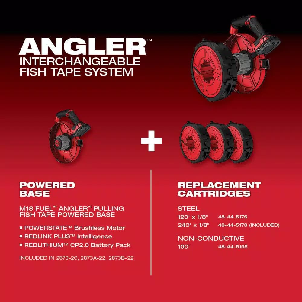 Milwaukee M18 FUEL ANGLER 240 ft. x 1/8 in. Steel Pulling Fish Tape Replacement Cartridge