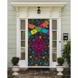 My Door Decor The Pumpkin Heads Day of the Dead Halloween Front Door Decor Mural, 36 in. x 80 in. thumbnail 2