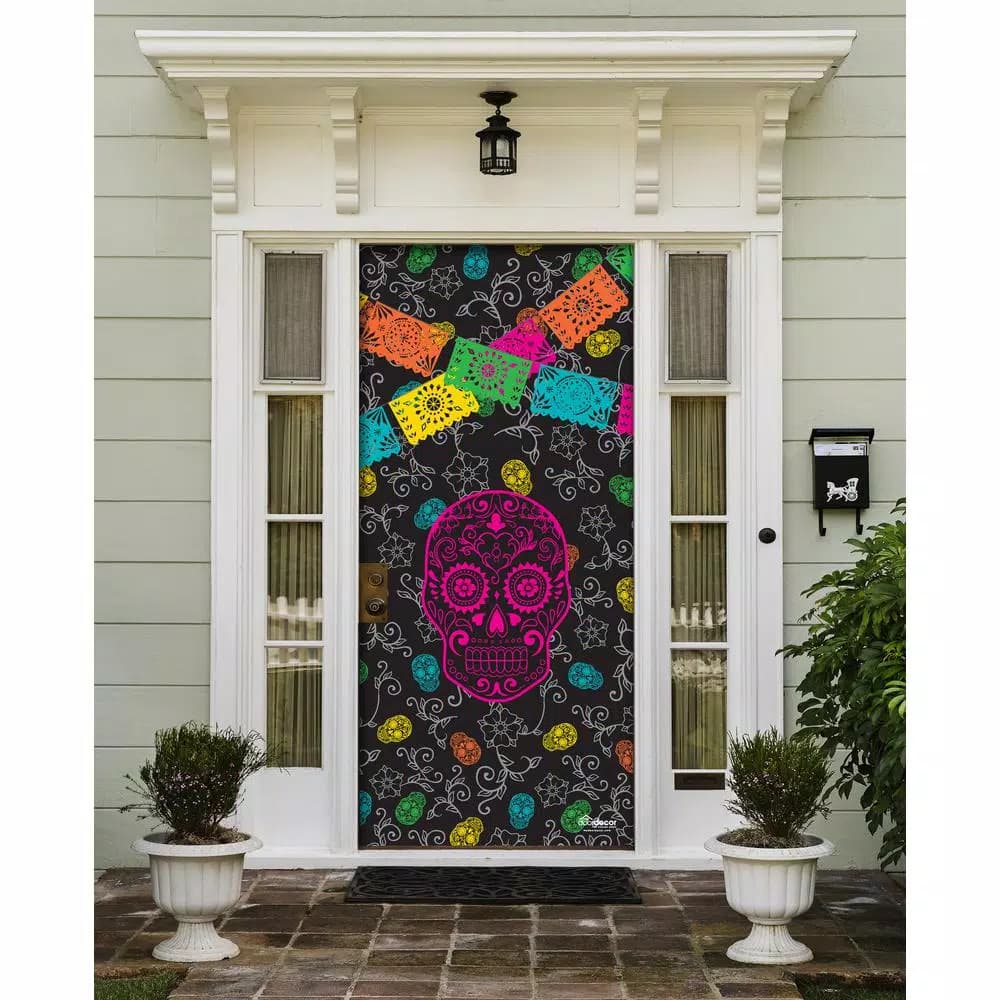 My Door Decor The Pumpkin Heads Day of the Dead Halloween Front Door Decor Mural, 36 in. x 80 in.