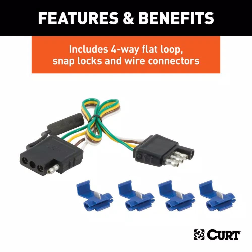 CURT 3-to-2-Wire Taillight Converter with 4-Way Flat Connector